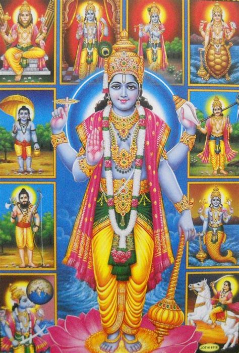 Ten Incarnations Of Lord Vishnu Hindu God Poster 541×800