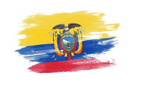 Bandera De Ecuador Derrame De Pincel Bandera Nacional Stock De
