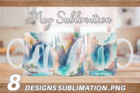 Mug Wrap Waterfalls And Rivers Landscape Graphic By Artnoy · Creative