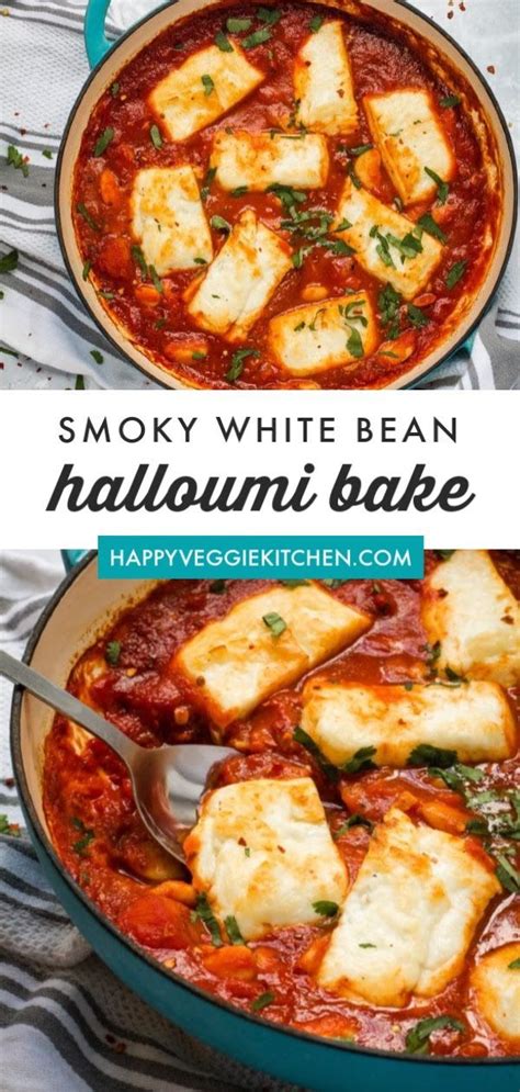 Halloumi And White Beans Baked In A Rich Smoky Spanish Inspired