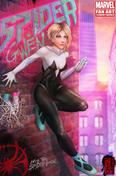 Spider Gwen Gwen Stacy Comic Cover Into The Spiderverse Fan Art Chris D Cid Cidartworks