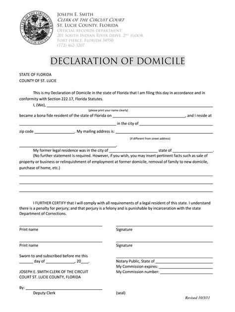 Declaration Of Domicile Example Form Fill Out And Sign Printable Pdf