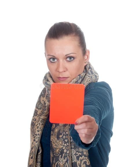 Young Woman Showing Red Card Stock Photo Image Of Attractive