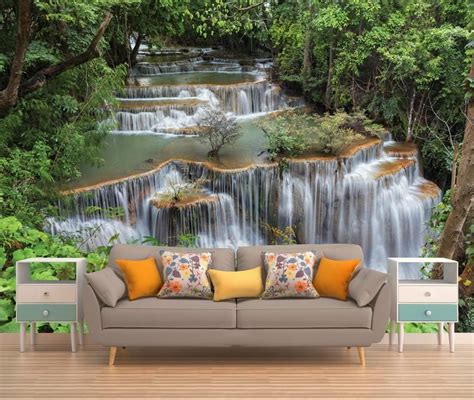 Jungle Waterfall Peel And Stick Wall Mural Photo Wallpaper Eco Etsy