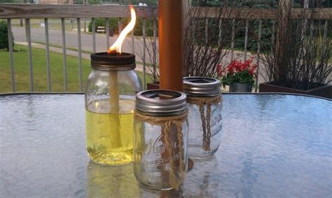 Mason Jar Solar Lights And Citronella Torch Mason Jar Diy Mason Jars