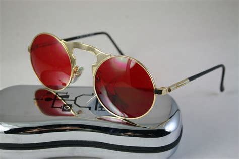 Round Sunglasses Gold Metal Frame Red Lens Hi Tek Ht 006 Hi Tek Webstore