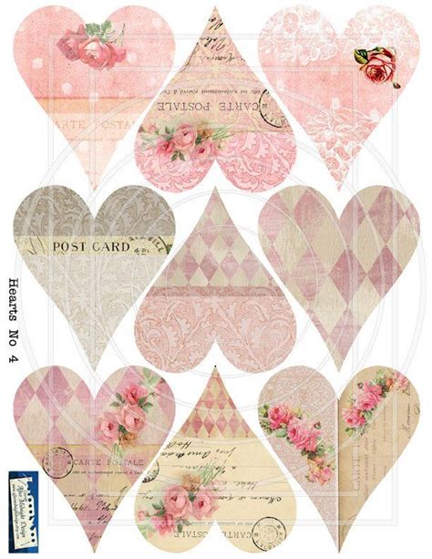 Instant Download Heart No 4 Valentine Romance Vintage Etsy Shabby