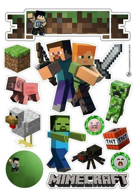 Minecraft Party Free Printable Cake Toppers. #minecraft #cake #toppers