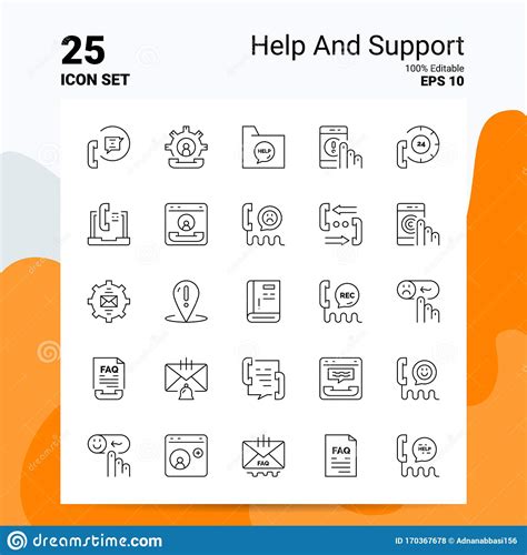 25 Help And Support Icon Set 100 Editable Eps 10 Files Stock Vector