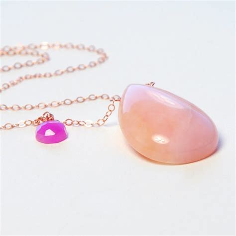 Items Similar To Pink Opal Pink Sapphire Necklace By Agusha Delicate