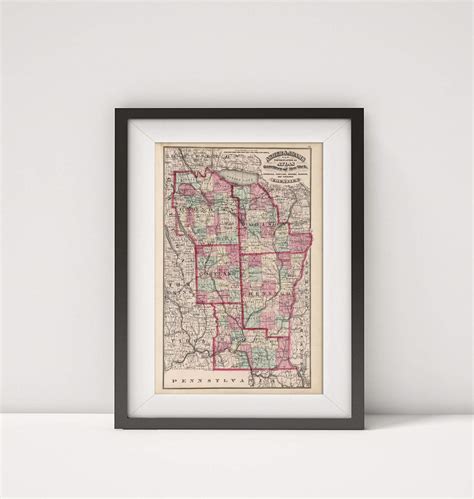 Buy 1870 Map Of Onondaga Cortland Broome Madison And Chenango