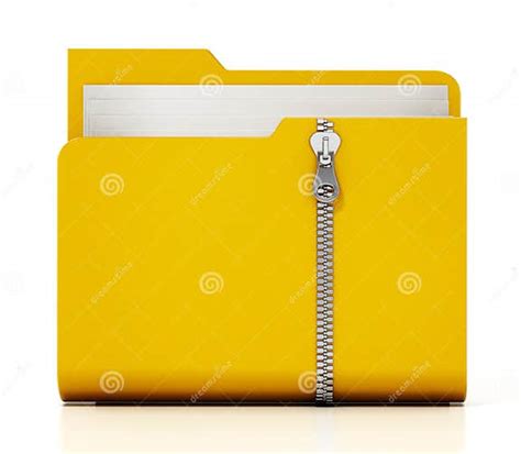 Zipped Folder Isolated On White Background 3d Illustration Stock