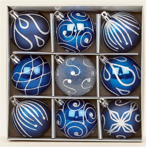 Set Of 9 Midnight Blue Christmas Tree Baubles 6cm By Premier Amazon Co