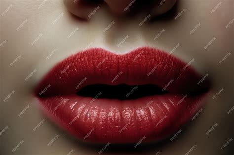Premium Ai Image Sexy Beauty Red Lips Makeup Detail Beautiful Closeup