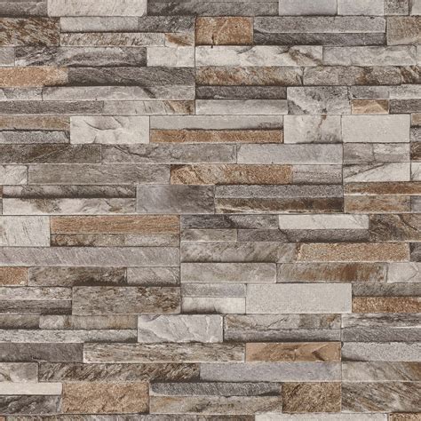 Brick Effect Wallpaper Featuring A Slate Stone Style Perfect Addition