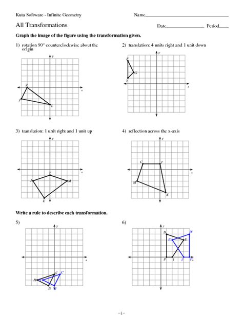 Reflection Math Worksheets