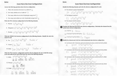 Write the ground state electron configuration of the following neutral elements in orbital notation, orbital notation with arrows and in short hand noble gas. 19 Best Images of History Worksheets With Answer Keys - Periodic Table Worksheet Answer Key ...