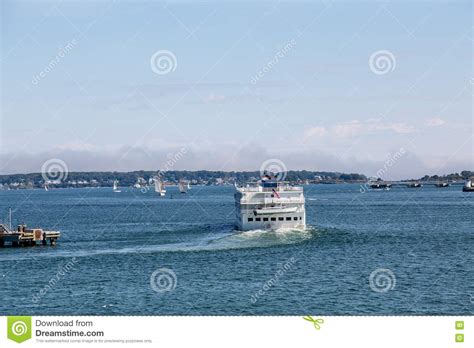 Small Cruise Ship Sailing Away Stock Photo Image Of