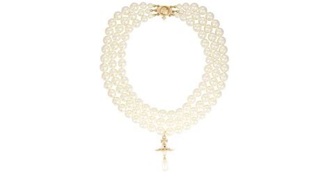 Browse chokers online at farfetch. Vivienne Westwood Three Row Pearl Drop Choker in Gold ...