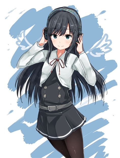 Black Haired Anime Girl With Blue Eyes