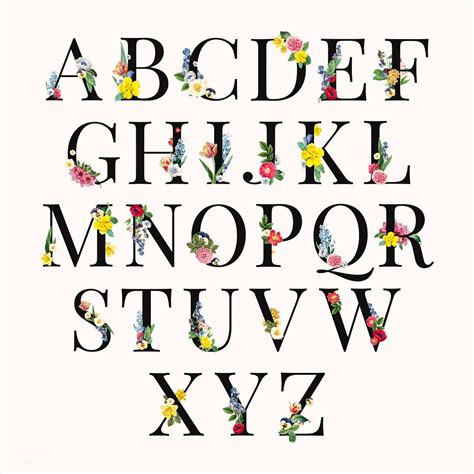 Floral Capital Alphabet Set Vector Free Image By
