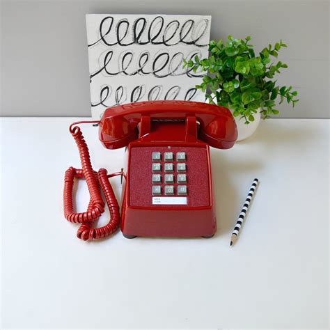 Red Push Button Desk Phone Working Touch Tone Telephone Etsy