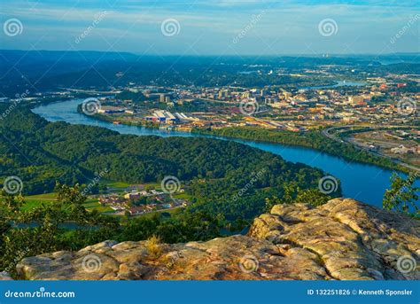 Aerial Scenic View Of Chattanooga Stock Photo Image Of Curve Dusk