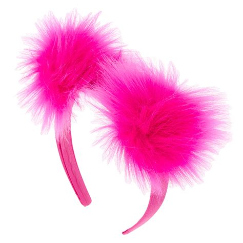 Hot Pink Furry Pom Headband Claires Us
