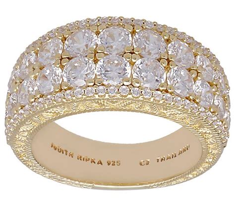 Judith Classic Pave Diamonique Band Ring 14k Gold Clad