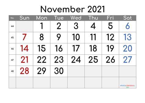 Editable November Calendar 2021 Calendar Printables Free Templates