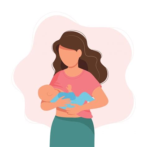 Ilustración De La Lactancia Materna Madre Alimentando A Un Bebé Con