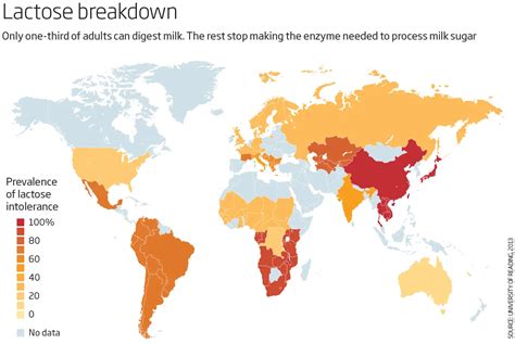 Lactose Intolerance Map Population Percentage And Rates