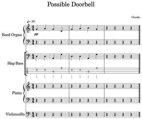 Possible Doorbell Sheet Music For Reed Organ Slap Bass Piano Cello