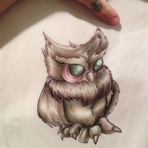 Girly New School Owl Tattoo