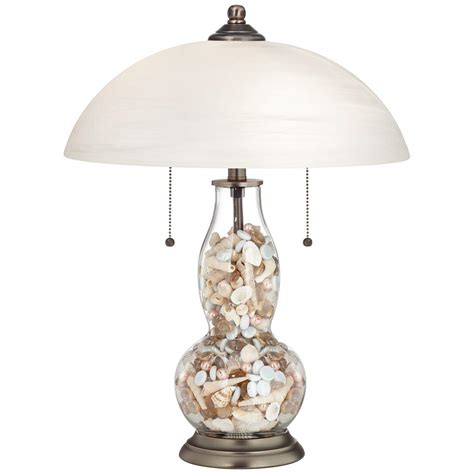 Clear Glass Fillable Gourd Table Lamp With Alabaster Shade 17h24 Lamps Plus