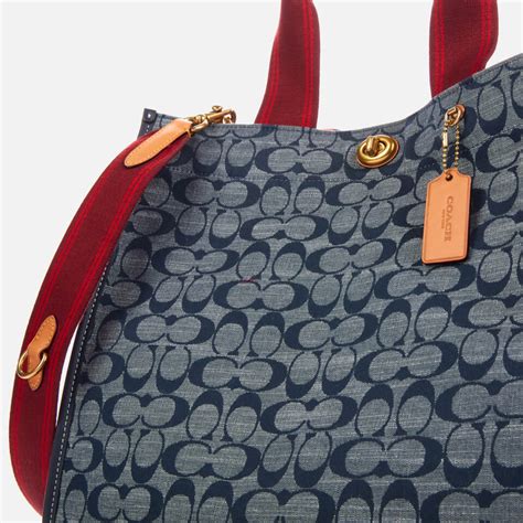 Coach 1941 Womens Signature Chambray Canvas Tote Bag 34 Midnight