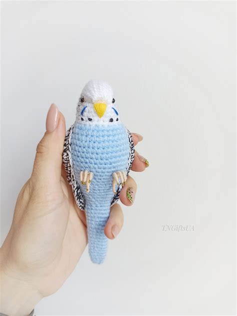 Blue Budgerigar Crochet Parakeet Stuffed Animal Plush Parrot Etsy