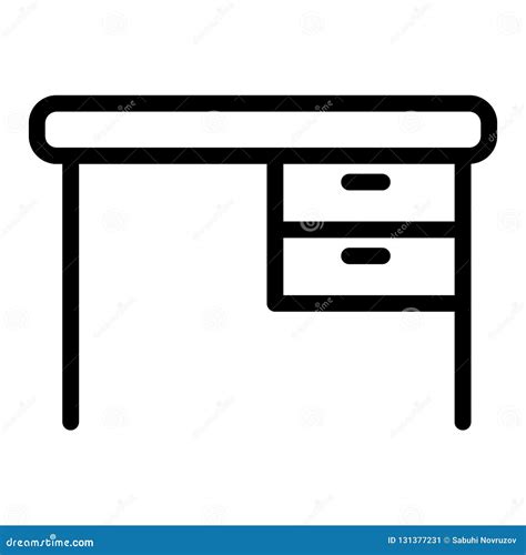 Desk Line Icon Office Desk Vector Illustration Isolated On White Stock