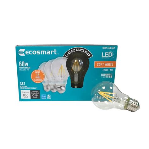 Ecosmart 60w Equivalent Soft White A19 Energy Star And Dimmable