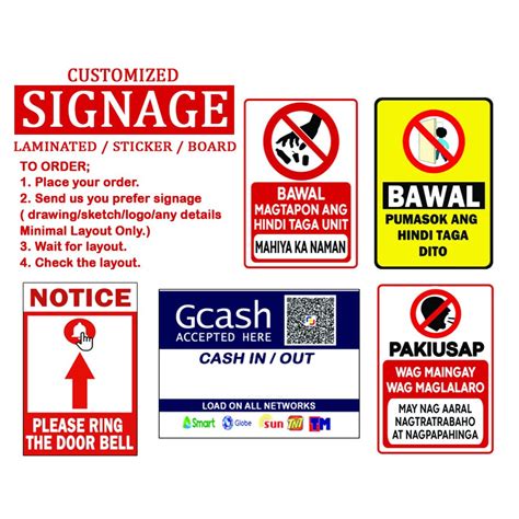 Customized Signage A4 Size Laminated Sticker Board Lazada Ph