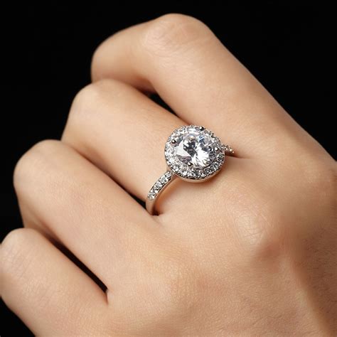 Utimtree Big Round Cubic Zirconia Rings Fashion Wedding Jewelry Female Engagement Ring For Women