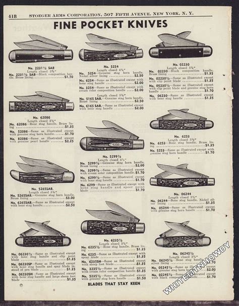 1942 Case Antique Pocket Knife Ad 11 Knives Shown W Original Prices