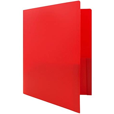 Jam Paper Heavy Duty Plastic 2 Pocket Folder Red Sold Individually