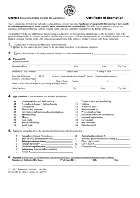 Sales And Use Tax Exemption Form Georgia