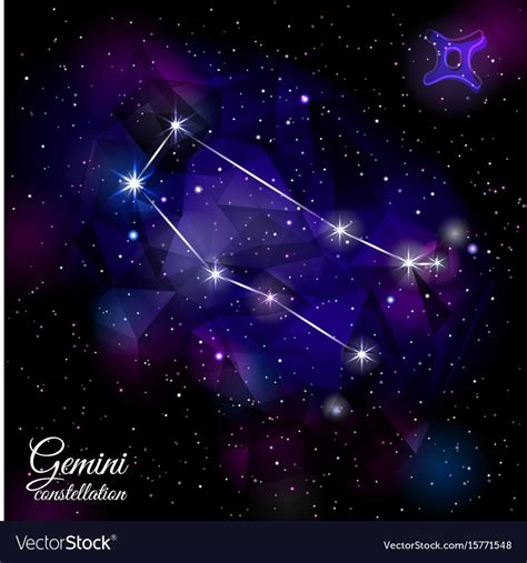 Gemini Constellation With Triangular Background Vector Image