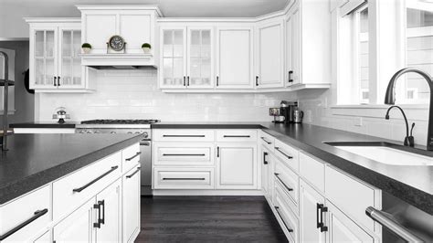 White Kitchen Cabinets With Black Countertops Cabinet Handle Colors