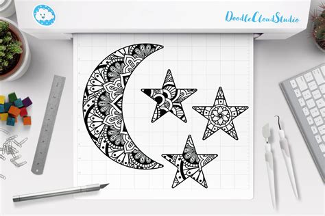 Download Moon SVG Bundle Mandala, Mandala Cat and Moon, Fairy Moon ...