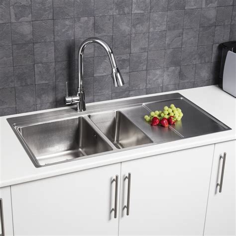 Sauber 15 Bowl Square Inset Stainless Steel Kitchen Sink With Ri