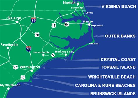 Best North Carolina Beaches Beach Travel Destinations Beach Map