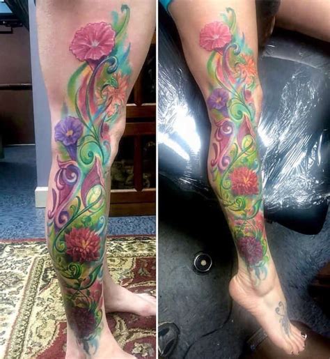 top 49 best flower tattoo sleeve ideas [2021 inspiration guide] leg sleeve tattoo flower